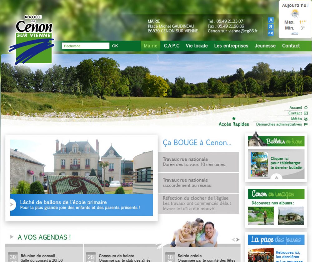 Création du site internet de la mairie de Cenon sur Vienne, département de la Vienne (86).