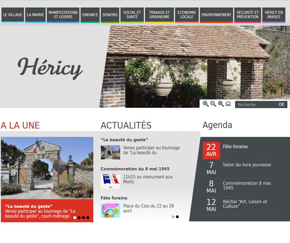Création du site internet de la ville de Héricy, département de Seine-et-Marne (77).