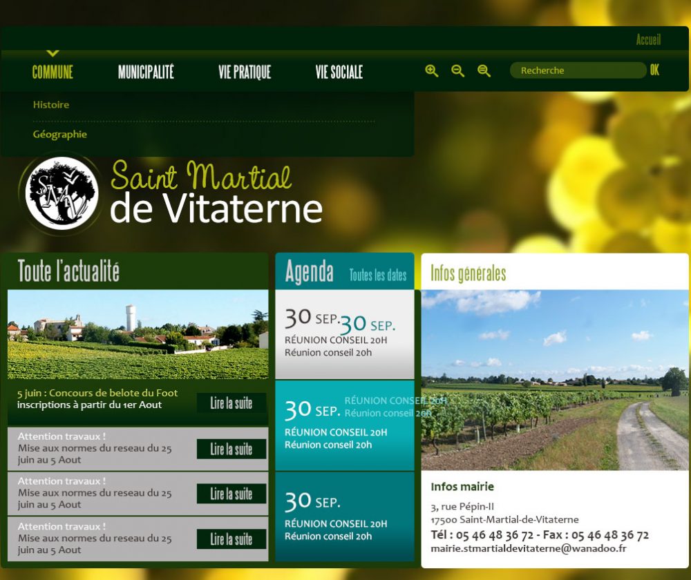 Création de site internet de la ville de Saint Martial de Vitaterne, département de Charente-Maritime (17).