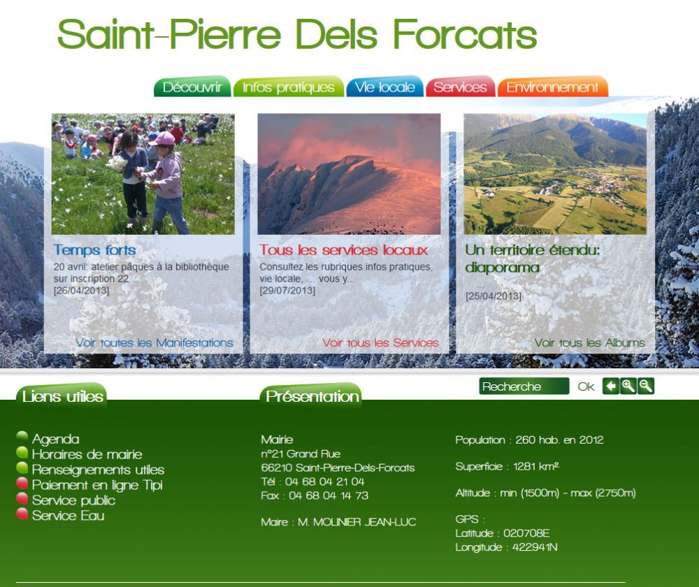 Création du site internet de Saint-Pierre-Dels-Forcats, département des Pyrénées-Orientales (66).