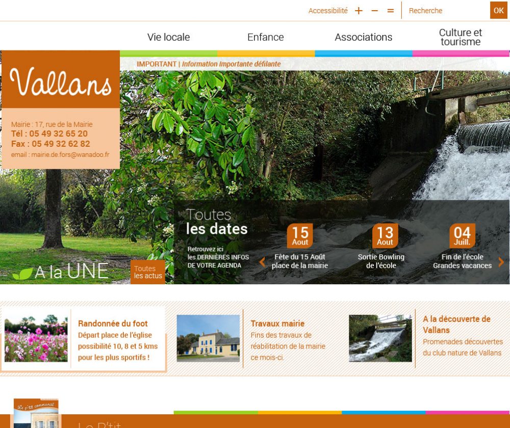 Création de site internet pour la commune de Vallans, département des Deux-Sèvres (79).