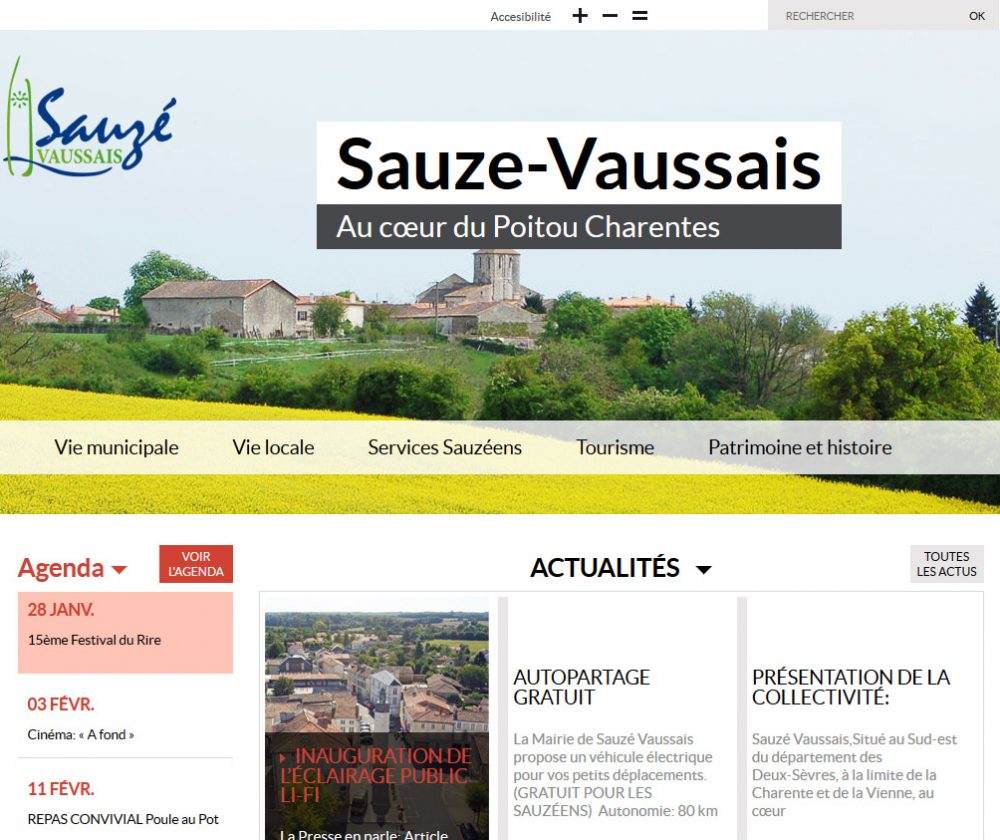 Page d'accueil du site internet de Sauze-Vaussais (79).