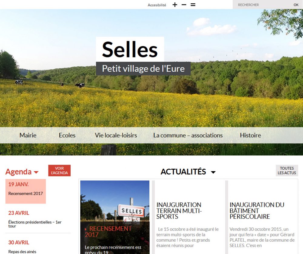 Page d'accueil du site internet de la commune de Selles (27).