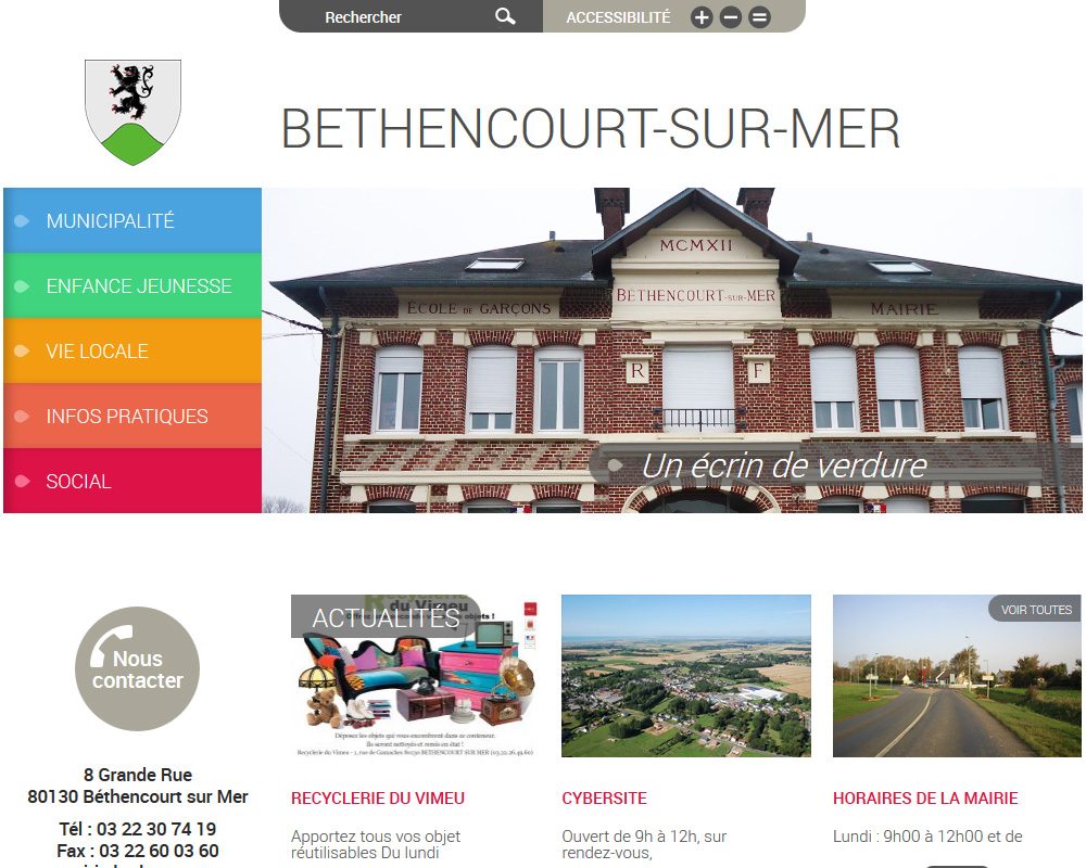 Page d'accueil du site internet de la commune de Béthencourt sur Mer (80).